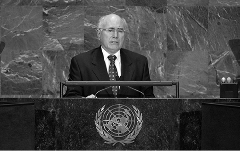 The Australian Prime Minister, John Howard, addresses the 2005 World Summit, New York, 16 September 2005. [UN Photo/Stephen Koh]