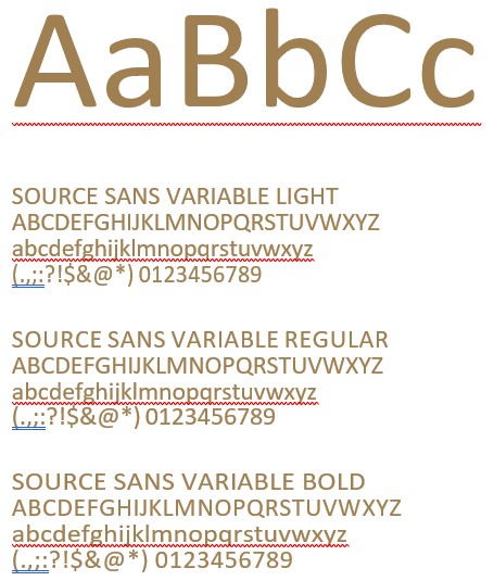 image of Source Sans variable  font types