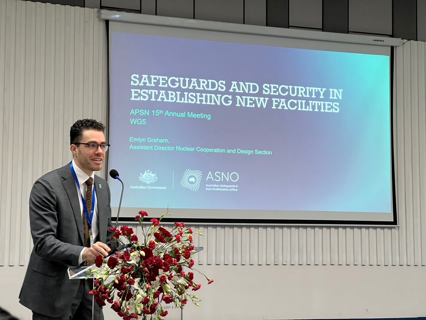 ASNO official presenting on nuclear safeguards and security at APSN 15th Anniversary workshop