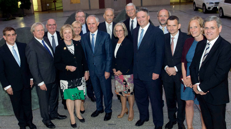 Members of the Australia-Germany Advisory Group meet Prime Minister Malcolm Turnbull in Canberra.