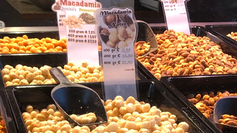 macadamias on sale at a market