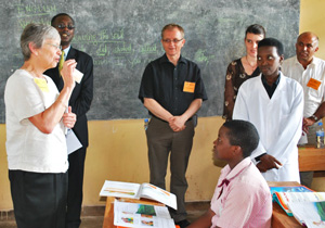 Carol Bellamy in a classroom