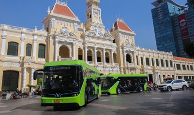 Two electric buses from Vietnam's fleet