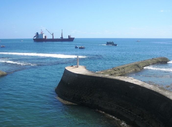 Ship off the coast