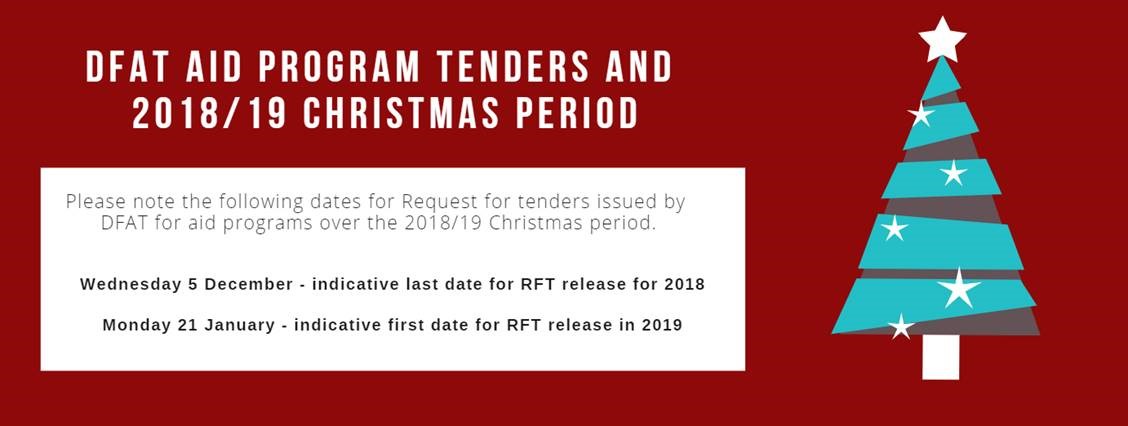 graphic about aid program tenders in Christmas period. Text above.