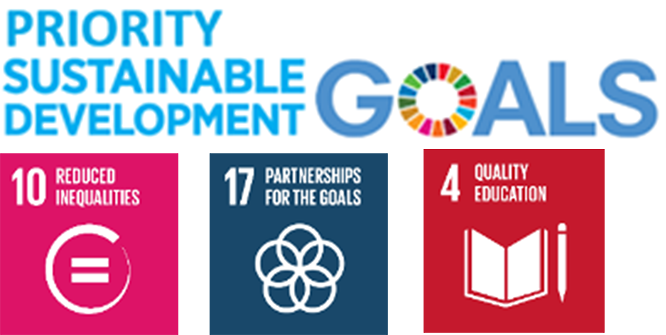 Priority Sustainable Development Goals
Sustainable Development Goal 10, Reduced inequalities.
Sustainable Development Goal 17, Partnerships for the goals.
Sustainable Development Goal 4, Quality Education. 