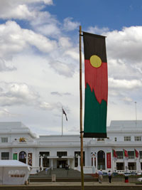 Flags outside Old Parliament house