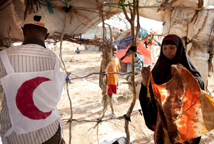 A woman in a refugee camp