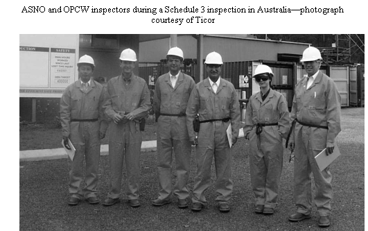 ASNO and OPCW inspectors during a Schedule 3 inspection in Australia - photograph courtesy of Ticor