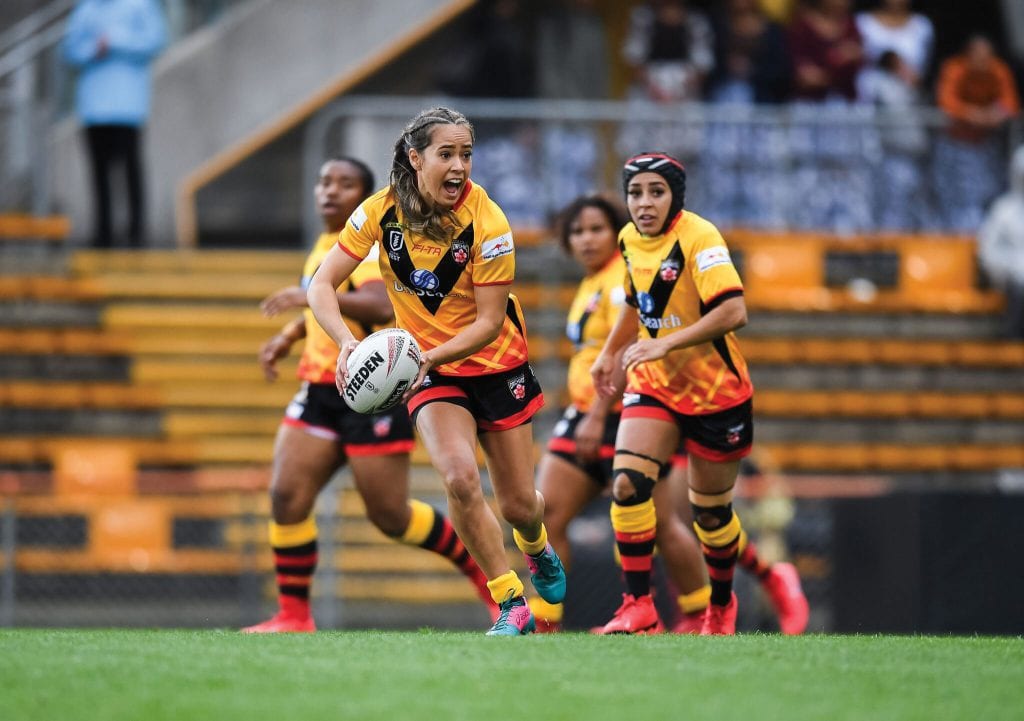 Shae Dela Cruz playing for the PNG Orchids in the Pacific Test [National Rugby League]