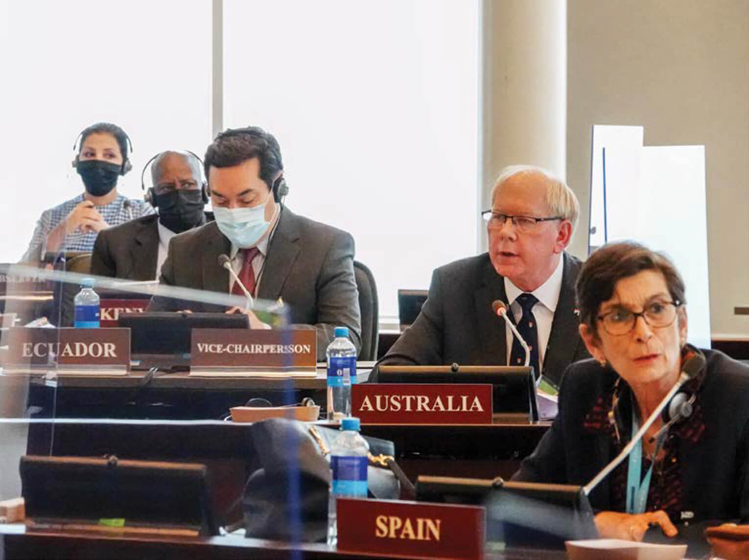 Australia's Permanent Representative, Ambassador Matthew Neuhaus, at the OPCW's 97th Executive Council Meeting, 6-9 July 2021. (Photo courtesy OPCW Flickr)