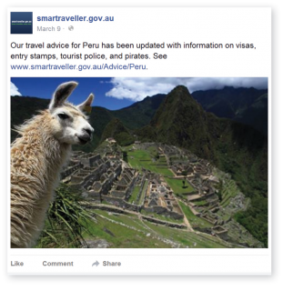 Smartraveller Facebook post