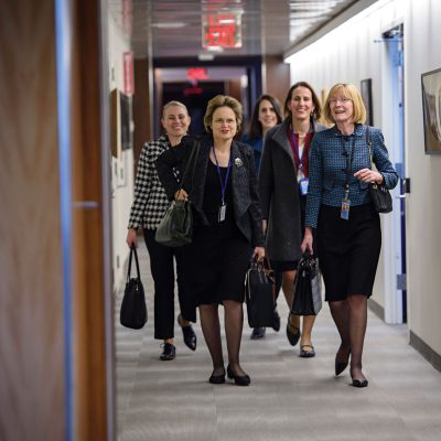 Secretary of the Department of Foreign Affairs and Trade Frances Adamson with Australia’s permanent representative to the United Nations Gillian Bird at UN headquarters in New York [United Nations/Loey Felipe]