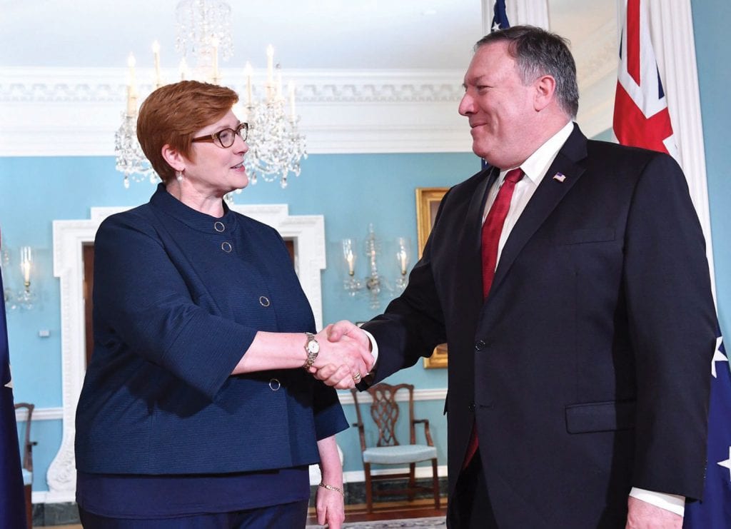 Minister for Foreign Affairs Senator Marise Payne and her counterpart United States Secretary of State Mike Pompeo [U.S. State Department/Michael Gross]