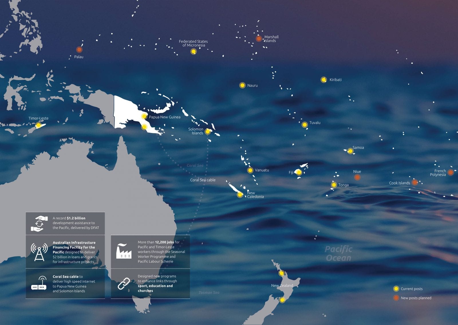 Map infographic depicting Pacific highlights 2018¬19.