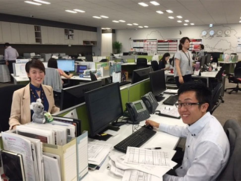 Workers sitting at their desks