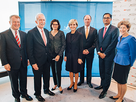 Minister for Foreign Affairs, the Hon Julie Bishop MP, with representatives of the Bennelong Foundation, Myer Foundation and Asialink Business