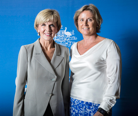 Minister for Foreign Affairs, the Hon Julie Bishop MP, with New Colombo Plan Business Champion Sharon Warburton