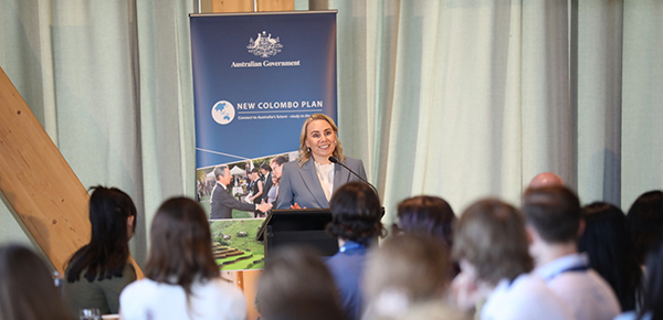 Natalie Cohen, A/g First Assistant Secretary Development Policy Division, Department of Foreign Affairs and Trade, welcoming the 2023 New Colombo Plan Scholars to pre-departure training on Monday 5 December 2022.