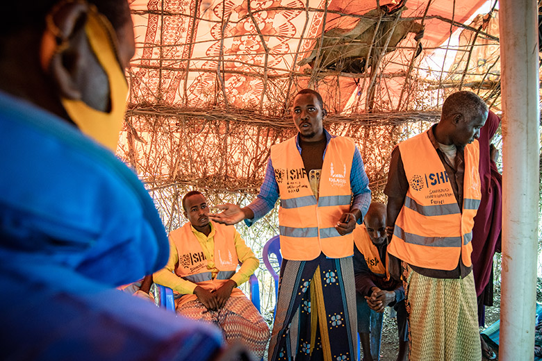 Somalia Humanitarian Fund team interviewed an IDP in the community centre.