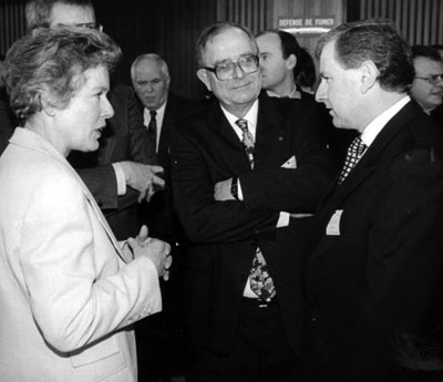 OECD Education Ministers in 1996 (from left): Mrs Marianne Tidick, German Minister for Science, Research and Education Gebard Ziller, German State Secretary, Federal Ministry of Education, Science, Research & Technology and Simon Crean, Australian, Minister of Employment, Education and Training who chaired the meeting.