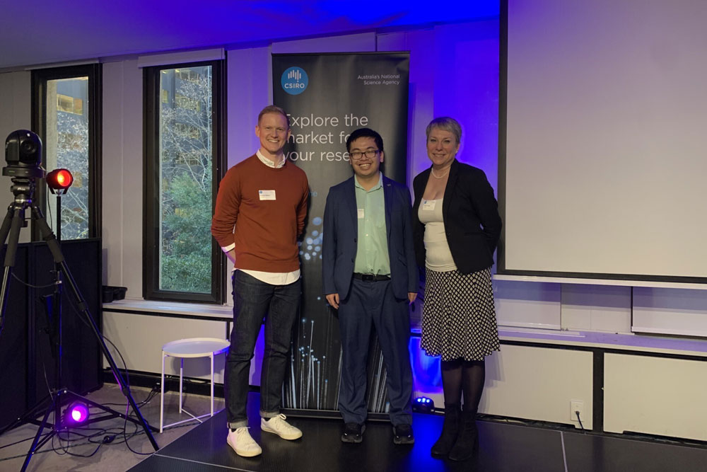 Group photo of Oliver Pang with two key figures.