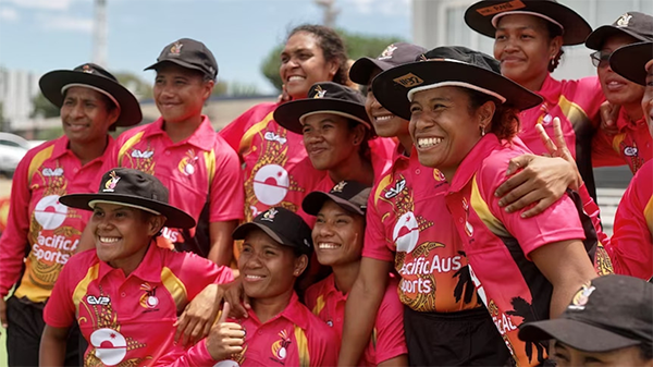 Group shot of the women's Papua New Guinea cricket team