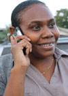 Lady talking on her mobile phone in Solomon Islands