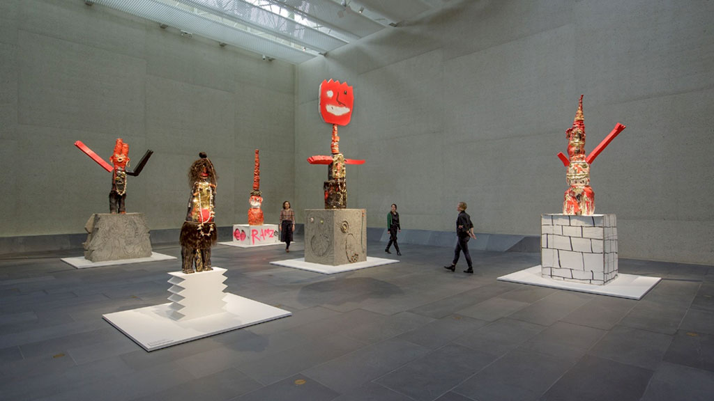 Sculptures in an exhibition space.