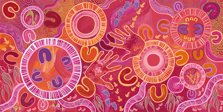 Artwork commissioned for DFAT’s Stretch Reconciliation Action Plan.