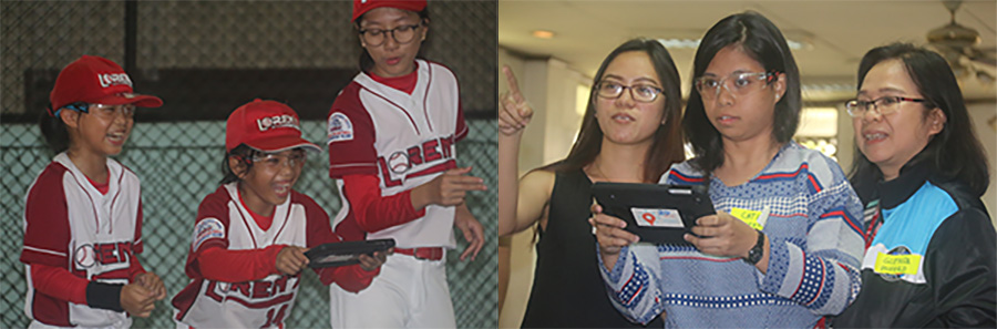 Groups of students learning about drones