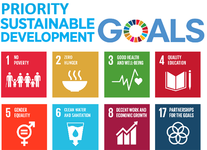 Priority Sustainable Development Goals
Goal 1, No poverty.
Goal 2, Zero hunger.
Goal 3, Good Health and Wellbeing.
Goal 4, Quality Education. 
Goal 5, Gender Equality.
Goal 6, Clean Water and Sanitation.
Goal 8, Decent Work and Economic Growth.
Goal 17, Partnerships for the goals.