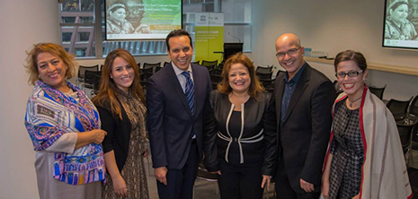 From left: Ms Najet Mchala, University of Carthage; Ms Ines Amri, Organisation for Activism and Citizenship; Professor Fethi Mansouri, Deakin University; Ms Raoudha Ben Othman, Tunis University ; Dr Zouhir Gabsi, Deakin University, and Ms Lamia Benyoussef University of Alabama at Birmingham