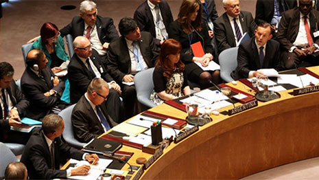 Australian Prime Minister, the Hon Tony Abbott MP, addresses the Security Council High-Level Summit on Foreign Terrorist Fighters, 24 September 2014 (Credit: UN.org)